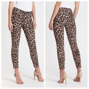 Paige Leopard Hoxton Ankle Raw Hem Jean EUC